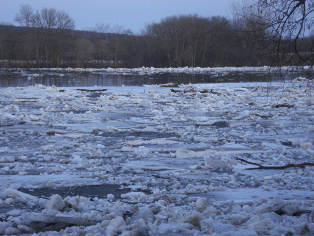 Ice flow on the Mississippi River north of Highway 10 bridge near Little Falls, March 17, 2010. Ice flow on the Mississippi River north of Highway 10 bridge near Little Falls, March 17, 2010.