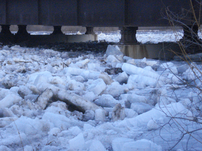 Ice flow up against Highway 10 north of Little Falls, MN, March 17, 2010. Ice flow up against Highway 10 north of Little Falls, MN, March 17, 2010.