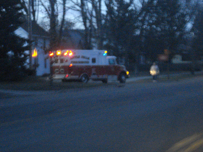Emergency vehicle blocking boat landing road along First Street NE in Little Falls, MN, March 17, 2010. Emergency vehicle blocking boat landing road along First Street NE in Little Falls, MN, March 17, 2010.