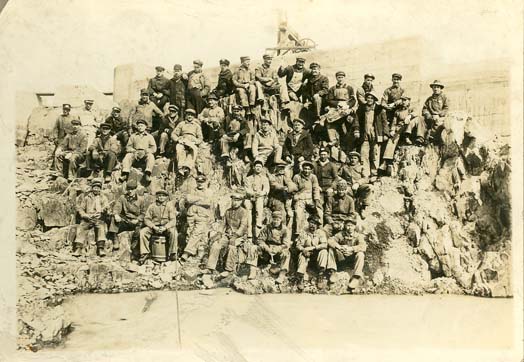 http://www.morrisoncountyhistory.org/museumpics/damcrew75.jpg Crew that built the fourth Little Falls dam, 1917. Photo by Eirikson Studio,Little Falls, MN. Mrs. Catherine (Christ) Karnowski boarded some of the crew working on the dam.