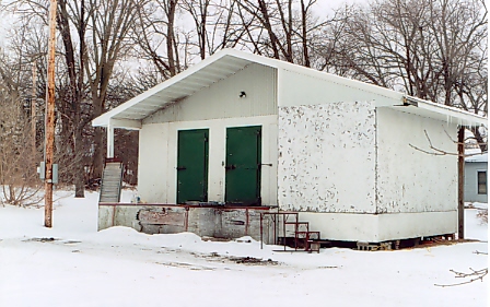 http://www.morrisoncountyhistory.org/museumpics/oakgrv75.jpg Oak Grove Dairy milk transfer station, corner of Sixth Street & Third Avenue NE, Little Falls, Minnesota. Demolished between April 10 & 11, 2007. Photo by Mary Warner, March 2003.